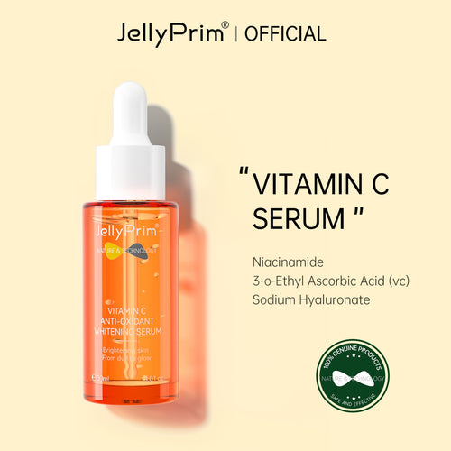 JellyPrim Vitamin C Skin Care Serum For Face Glowing Hyaluronic Acid Fade Acne Marks Moisturizing Facial Sun Spots Whiten Serum