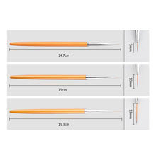 Load image into Gallery viewer, 3Pcs French Stripe Nail Art Liner Brush Set 3D Tips Line Stripes DIY Drawing Pen UV Gel Brushes Painting Pen Manicure Tools