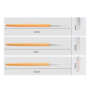 3Pcs French Stripe Nail Art Liner Brush Set 3D Tips Line Stripes DIY Drawing Pen UV Gel Brushes Painting Pen Manicure Tools