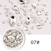 Load image into Gallery viewer, 1 Box Glitter 3D Rhinestones AB Flat Back Shiny Stones Nail Art Decorations Mixed Size Nail Gems Crystal Strass Accessories