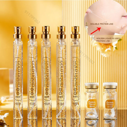 24K Gold Face Serum Active Collagen Silk Thread Facial Essence Anti-Aging Smoothing Firming Moisturizing Hyaluronic Skin Care