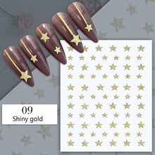 Load image into Gallery viewer, 1PC Silver Gold Lines Stripe 3D Nail Sticker Geometric Waved Star Heart Self Adhesive Slider Papers Nail Art Transfer Stickers