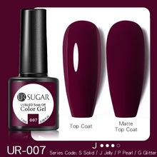 Load image into Gallery viewer, UR SUGAR 7.5ML Dark Blue Matte Top Coat Color UV Nail Gel Polish Semi Permanent Soak Off UV LED Gel Nail Gel Nail Art DIY Design