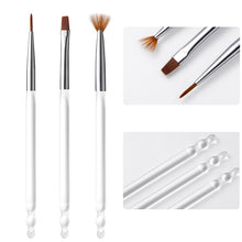 Load image into Gallery viewer, 3Pcs French Stripe Nail Art Liner Brush Set 3D Tips Line Stripes DIY Drawing Pen UV Gel Brushes Painting Pen Manicure Tools