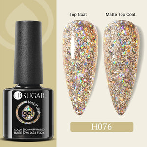 UR SUGAR 7ml Gold Glitter Gel Nail Polish Platinum Shining Mineral Sequins Soak Off UV LED Gel Nail Semi Permanent Manicure