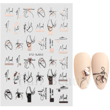 Load image into Gallery viewer, 3D Fall Nail Stickers Gold Leaf Cotton Flowers Transfer Decals Nail Adhesive Sliders Manicure 2022 Autumn Decorations TRSTZ-SJ
