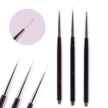 Load image into Gallery viewer, 3Pcs French Stripe Nail Art Liner Brush Set 3D Tips Line Stripes DIY Drawing Pen UV Gel Brushes Painting Pen Manicure Tools