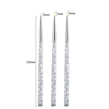 Load image into Gallery viewer, 3Pcs French Stripe Nail Art Liner Brush Set 3D Tips Line Stripes DIY Drawing Pen UV Gel Brushes Painting Pen Manicure Tools