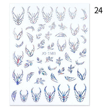 Load image into Gallery viewer, 1PC Silver Gold Lines Stripe 3D Nail Sticker Geometric Waved Star Heart Self Adhesive Slider Papers Nail Art Transfer Stickers