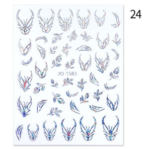 1PC Silver Gold Lines Stripe 3D Nail Sticker Geometric Waved Star Heart Self Adhesive Slider Papers Nail Art Transfer Stickers