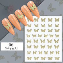 Load image into Gallery viewer, 1PC Silver Gold Lines Stripe 3D Nail Sticker Geometric Waved Star Heart Self Adhesive Slider Papers Nail Art Transfer Stickers