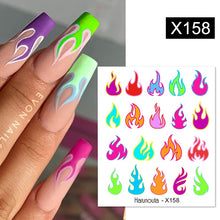 Load image into Gallery viewer, Harunouta Black Lines Flower Leaves Water Decals Stickers Floral Face Marble Pattern Slider For Nails Summer Nail Art Decoration