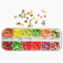 Load image into Gallery viewer, Mixed 3D Fruit Slices Sticker Polymer Clay DIY Designs Slice Lemon Nail Art Sliders Nails Art Decors Women Nail Tips Manicure