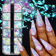 Load image into Gallery viewer, Holographic Butterfly Flakes Nail Art Glitter Sparkly 3D Laser Butterfly Sequins Tips DIY Polish Nail Art Decorations Manicure