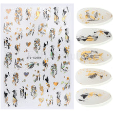 Load image into Gallery viewer, 3D Fall Nail Stickers Gold Leaf Cotton Flowers Transfer Decals Nail Adhesive Sliders Manicure 2022 Autumn Decorations TRSTZ-SJ