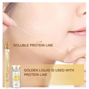 24K Gold Face Serum Active Collagen Silk Thread Facial Essence Anti-Aging Smoothing Firming Moisturizing Hyaluronic Skin Care
