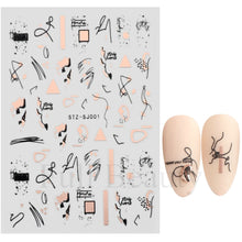 Load image into Gallery viewer, 3D Fall Nail Stickers Gold Leaf Cotton Flowers Transfer Decals Nail Adhesive Sliders Manicure 2022 Autumn Decorations TRSTZ-SJ