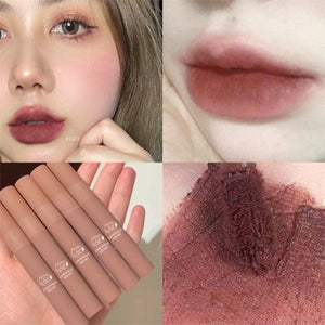 Velvet Matte Lipstick Liquid Lip Gloss Chestnut Waterproof Long Lasting Lip Stick Women Red Lip Tint Student Beauty Cosmetic