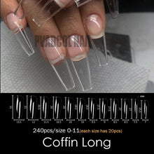 Load image into Gallery viewer, Gel Nails Extension System Full Cover Sculpted Clear Stiletto Coffin False Nail Tips 240pcs/bag