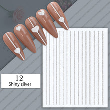 Load image into Gallery viewer, 1PC Silver Gold Lines Stripe 3D Nail Sticker Geometric Waved Star Heart Self Adhesive Slider Papers Nail Art Transfer Stickers