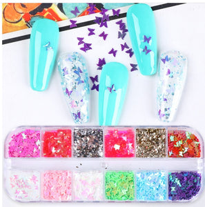 Holographic Butterfly Flakes Nail Art Glitter Sparkly 3D Laser Butterfly Sequins Tips DIY Polish Nail Art Decorations Manicure