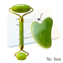 Load image into Gallery viewer, Natural Jade Roller Guasha Skin Scraper Facial Set Facial Stone Firming Face Anti-Aging Puffy Eyes Massager Neck Anti Wrinkle