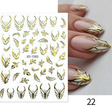 Load image into Gallery viewer, 1PC Silver Gold Lines Stripe 3D Nail Sticker Geometric Waved Star Heart Self Adhesive Slider Papers Nail Art Transfer Stickers