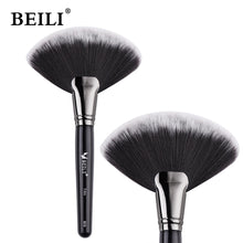 Load image into Gallery viewer, BEILI Black Foundation Make up Brush Big Definer Powder Blush Soft Synthetic Hair Makeup Brushes Highlighter Fan Contour Tools