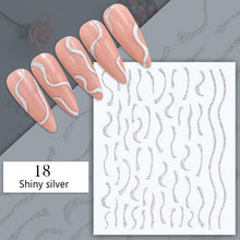 Load image into Gallery viewer, 1PC Silver Gold Lines Stripe 3D Nail Sticker Geometric Waved Star Heart Self Adhesive Slider Papers Nail Art Transfer Stickers