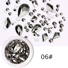 Load image into Gallery viewer, 1 Box Glitter 3D Rhinestones AB Flat Back Shiny Stones Nail Art Decorations Mixed Size Nail Gems Crystal Strass Accessories