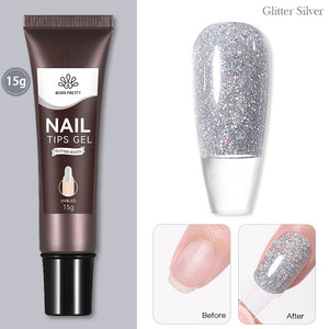 BORN PRETTY 30/20ml Glitter Acrylic Gel Finger Extension Silver Pink Extension Gel Soak Off Nail Art Gel Varnish