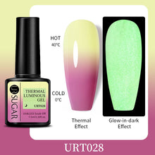 Load image into Gallery viewer, UR SUGAR 7.5ml Thermal Ultra-thin Glitter Gel Soak Off UV Gel Color-chaging Snowflake Temperature Color Change Nail Art Varnish