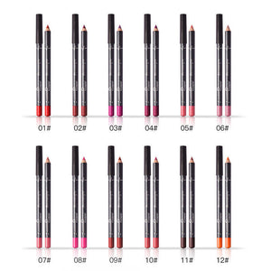 6 12Pcs/Set Waterproof Pencil Lipstick Set Pen Matte Lip Liner Long Lasting Makeup Pens Easy to Wear Non-stick Cup карандаш для