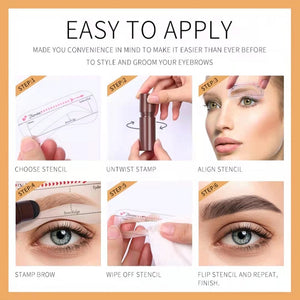 2023 Professional One Step Eyebrow Stamp Shaping Set Pen Pencil Waterproof Makeup For Women Perfect Brows Stencil And Kit Tattoo