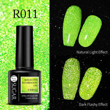 Load image into Gallery viewer, UR SUGAR 7.5ml Thermal Ultra-thin Glitter Gel Soak Off UV Gel Color-chaging Snowflake Temperature Color Change Nail Art Varnish