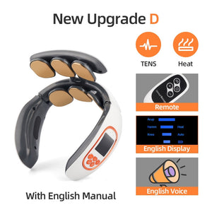 Intelligent TENS Pulse Neck Massager Hot Compress Neck Back Cervical Spine Pain Relief Kneading Massage Machine Power Control