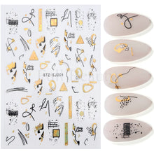 Load image into Gallery viewer, 3D Fall Nail Stickers Gold Leaf Cotton Flowers Transfer Decals Nail Adhesive Sliders Manicure 2022 Autumn Decorations TRSTZ-SJ