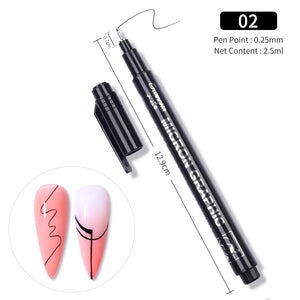 1 Pc Nail Art Graffiti Pen Black Color UV Gel Polish Design Dot Painting Detailing Pen Brushes DIY Nail Art Adorn Tools