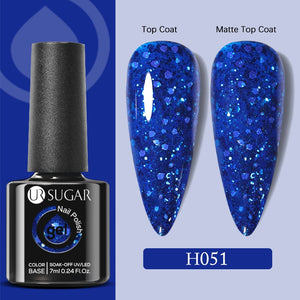 UR SUGAR 7ml Gold Glitter Gel Nail Polish Platinum Shining Mineral Sequins Soak Off UV LED Gel Nail Semi Permanent Manicure