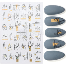 Load image into Gallery viewer, 3D Fall Nail Stickers Gold Leaf Cotton Flowers Transfer Decals Nail Adhesive Sliders Manicure 2022 Autumn Decorations TRSTZ-SJ
