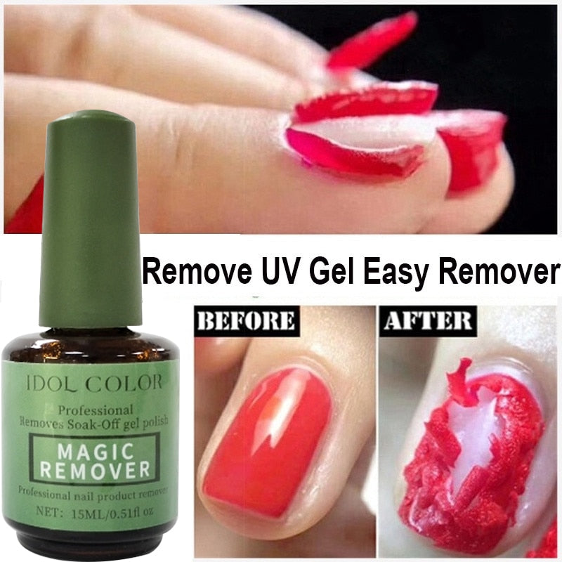1 Bottle 15ml Magic Fast Remover Gel Nail Polish Clean UV Soak Off Degreasr For Manicure Layer Nail Art Removal Semi-permanet