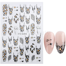 Load image into Gallery viewer, 3D Fall Nail Stickers Gold Leaf Cotton Flowers Transfer Decals Nail Adhesive Sliders Manicure 2022 Autumn Decorations TRSTZ-SJ