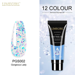 Limegirl 15ml Poly Nail Gel Glitter Building Nail Gel For Manicure Nail Art Design Luminous Polygels Extension Nail Gel For Nail