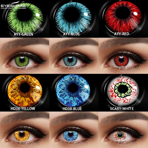 EYESHARE 1pair Cosplay Color Contact Lenses for Eyes AYY Series Fashion Makeup Red Blue Lens Yearly Use Beauty Makeup for Eyes