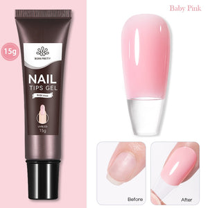 BORN PRETTY 30/20ml Glitter Acrylic Gel Finger Extension Silver Pink Extension Gel Soak Off Nail Art Gel Varnish