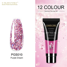 Load image into Gallery viewer, Limegirl 15ml Poly Nail Gel Glitter Building Nail Gel For Manicure Nail Art Design Luminous Polygels Extension Nail Gel For Nail