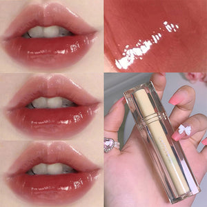 Cherry Pink Lip Plumper Gloss Crystal Jelly Oil Lip Tint Korean Long-lasting Waterproof Lipstick Lips Plumper Extreme Wholesale