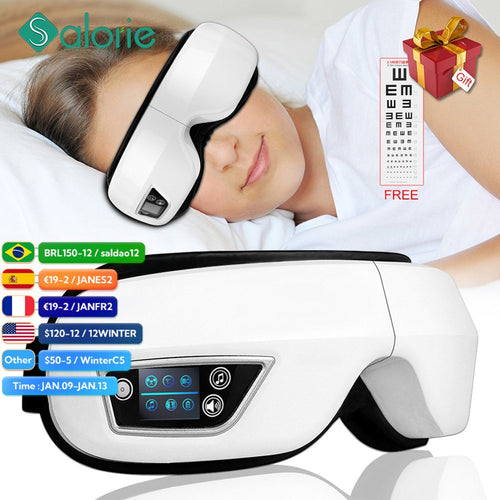 Eye Massager 6D Smart Airbag Vibration Eye Care Instrument Hot Compress Bluetooth Eye Massage Glasses Fatigue Pouch & Wrinkle