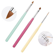 Load image into Gallery viewer, 3Pcs French Stripe Nail Art Liner Brush Set 3D Tips Line Stripes DIY Drawing Pen UV Gel Brushes Painting Pen Manicure Tools