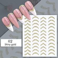 Load image into Gallery viewer, 1PC Silver Gold Lines Stripe 3D Nail Sticker Geometric Waved Star Heart Self Adhesive Slider Papers Nail Art Transfer Stickers